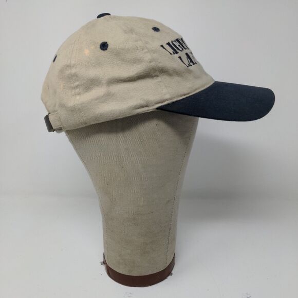 Lighthouse Landings Slideback Hat Beige Blue Adjustable Embroidered Logo - Picture 6 of 12